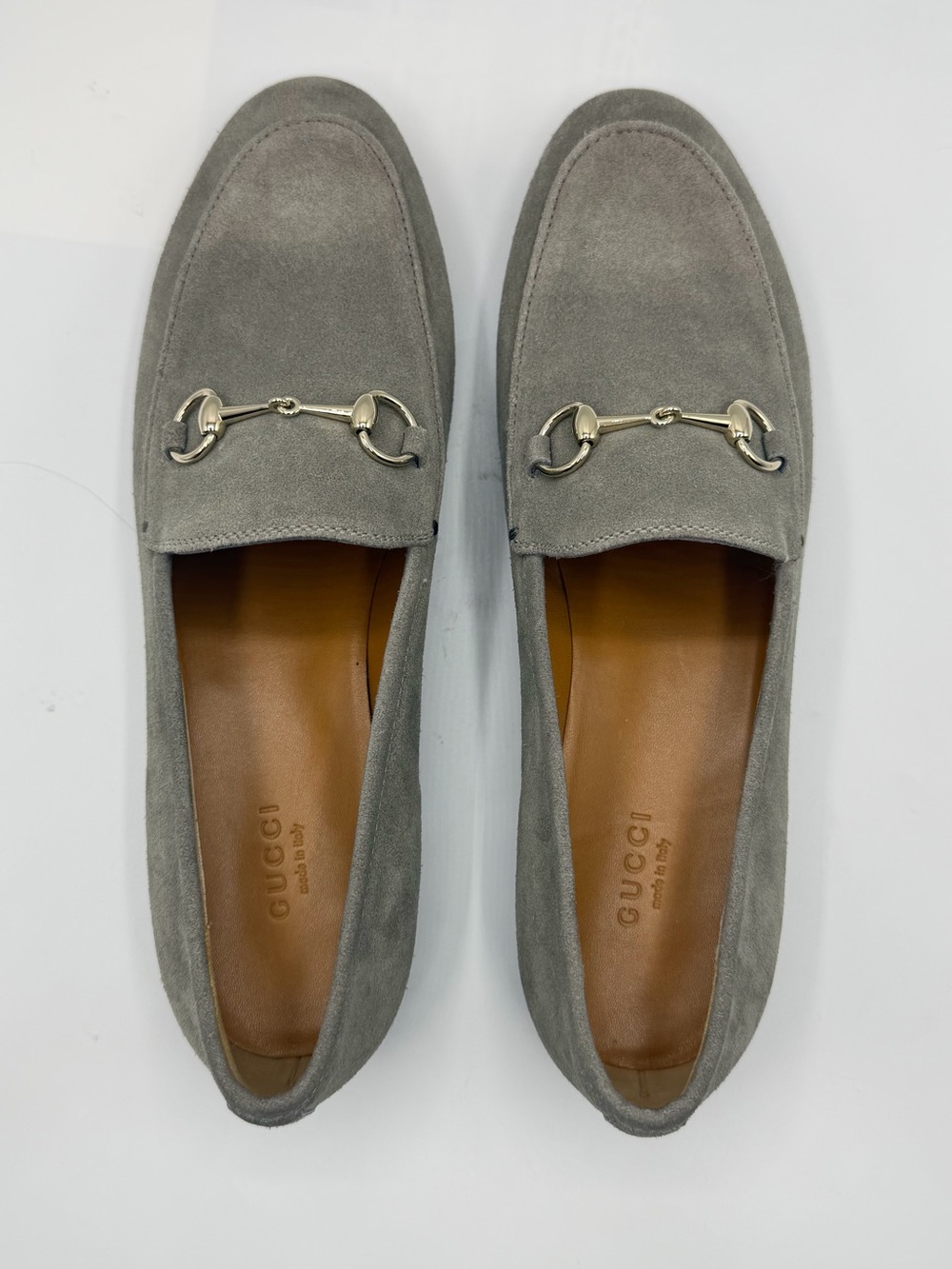 NIB Gucci New Fango Grey Suede Jordaan Horsebit Buckle Loafer Slippers EU 39 - Picture 4 of 14